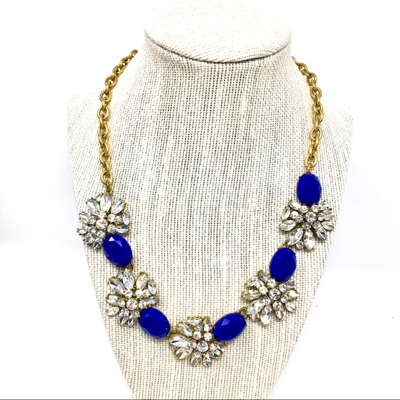 J Crew Blue & Rhinestone Statement Choker